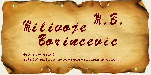Milivoje Borinčević vizit kartica